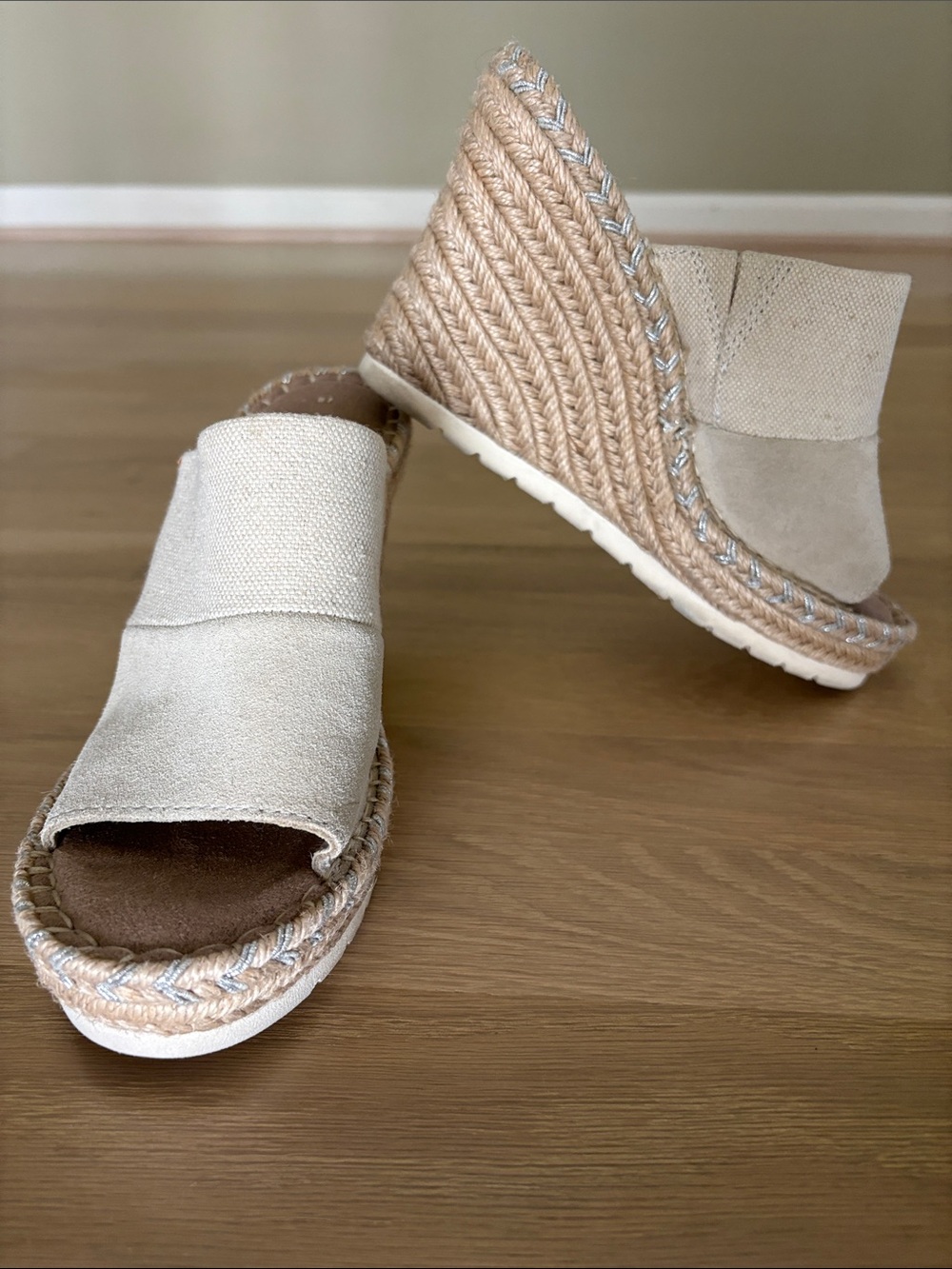 Toms Natural Beige Espadrille Wedge Slide - Women